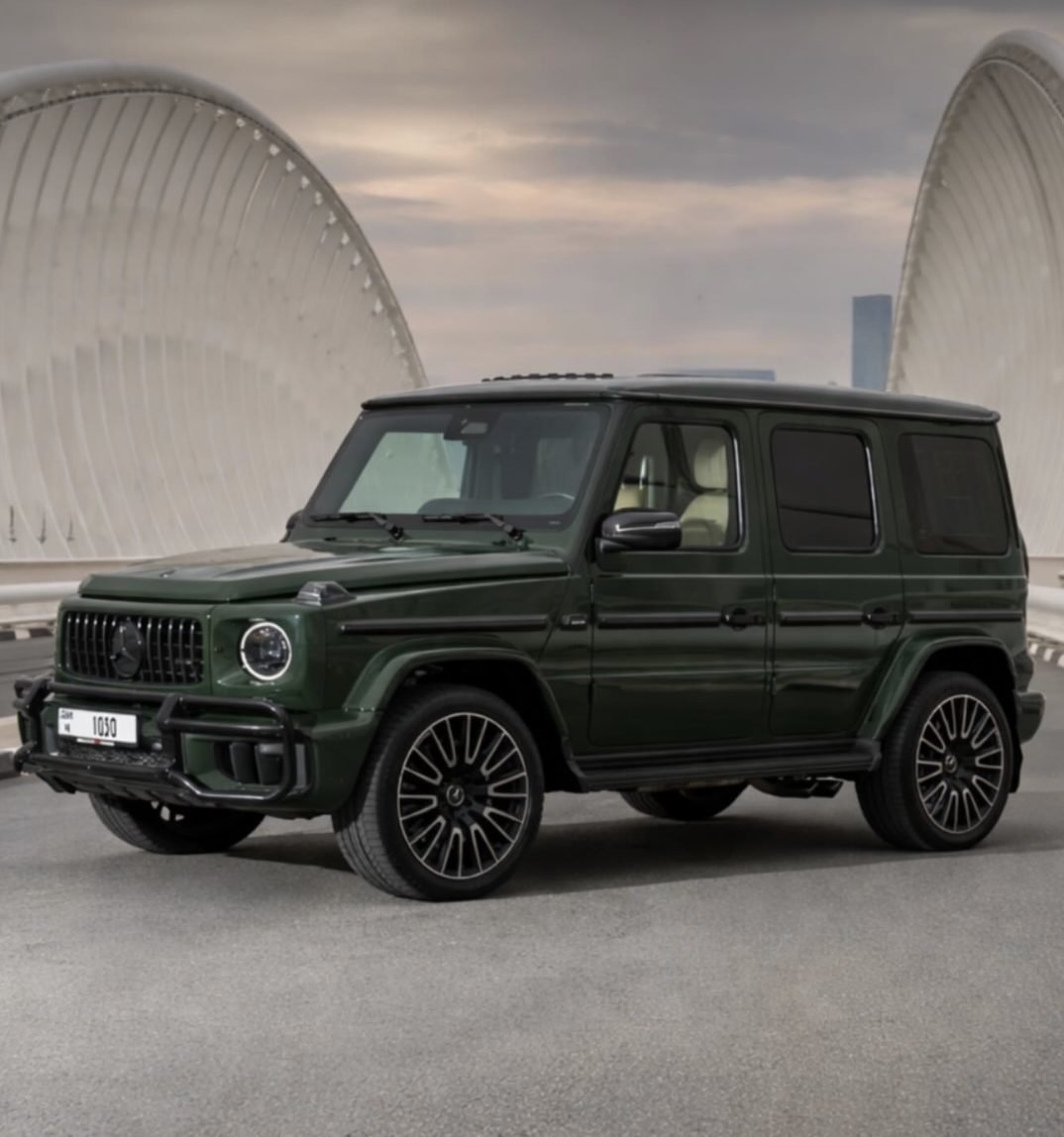 Green Mercedes-AMG G63 SUV, available for rent from YAZ Car Rental